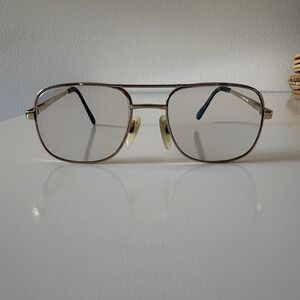 Charmant Eyeglass Frames Mens Gold Aviator 56-19- 140 Vintage Japan